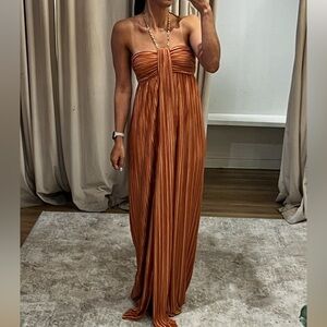 Elegant Strapless Orange Dress